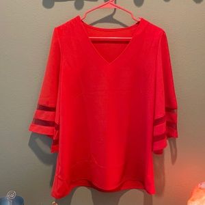 Women’s XL bell sleeve 3/4 length sheer. Bought on Amazon as pictured last. Red